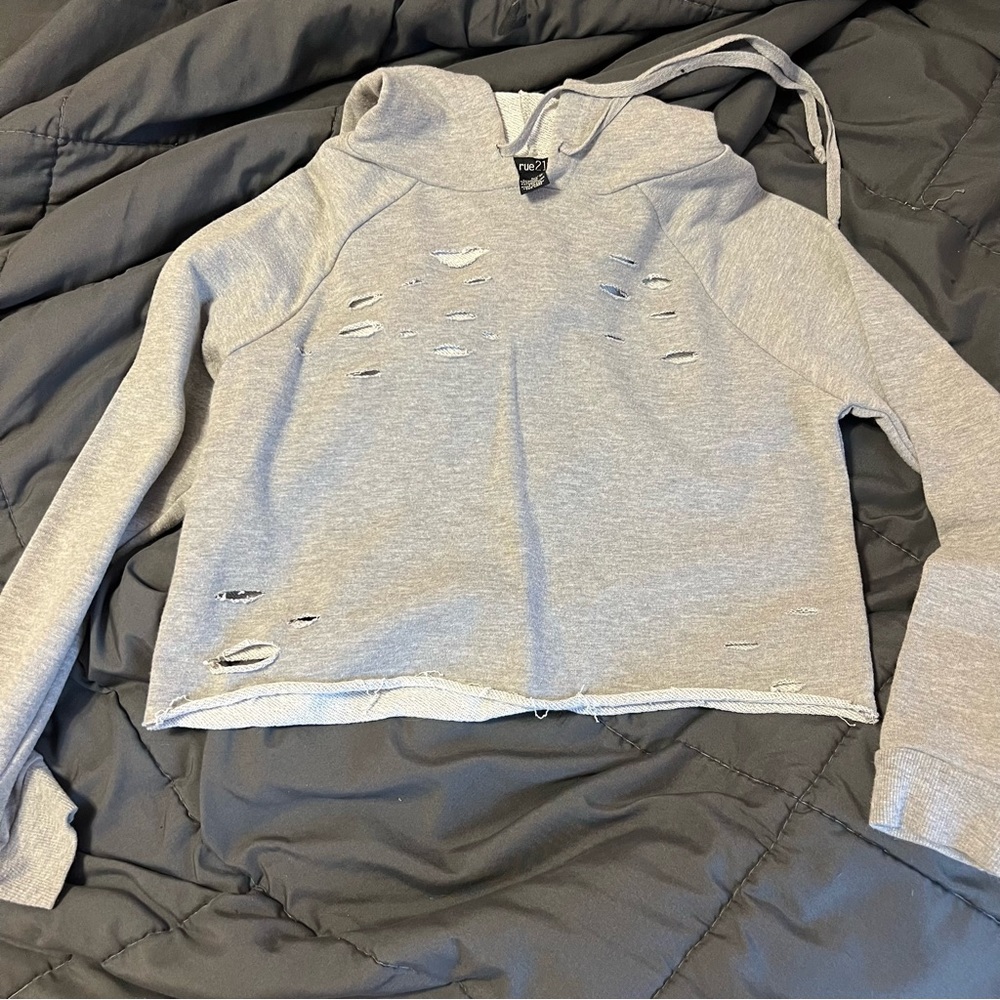 distressed cropped hoodie
